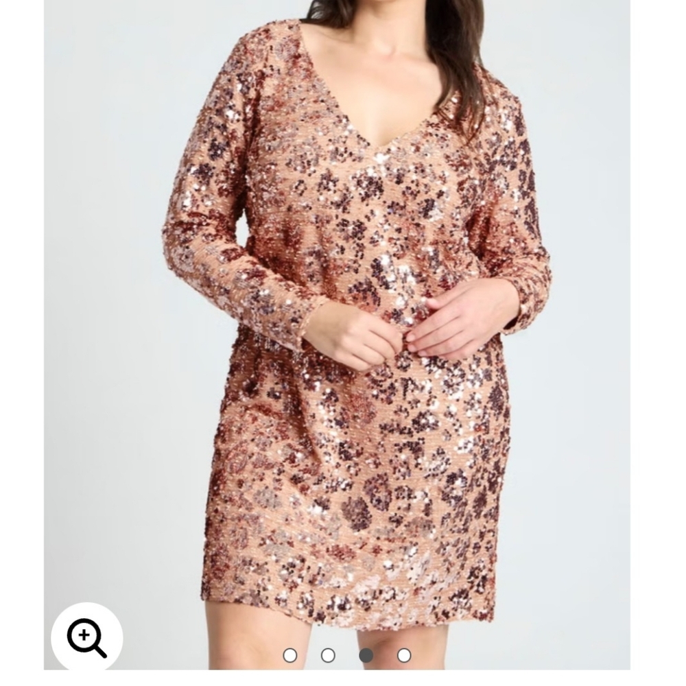 Eloquii Sequin Mini Dress Sz 20 Elbow Length sleeve